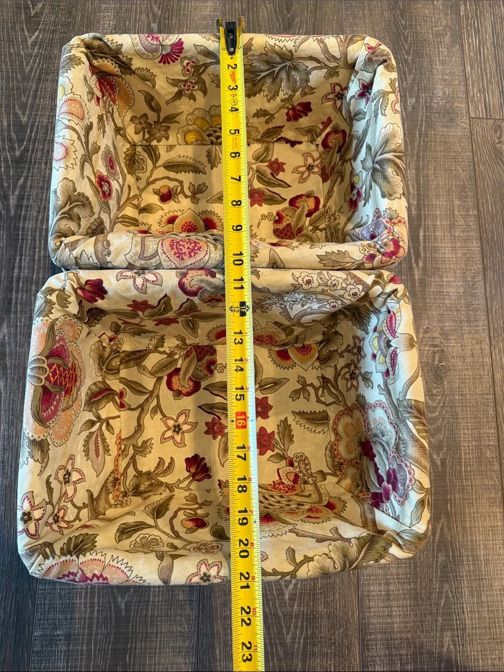 Wicker Storage Basket with Floral Liners Set of 2